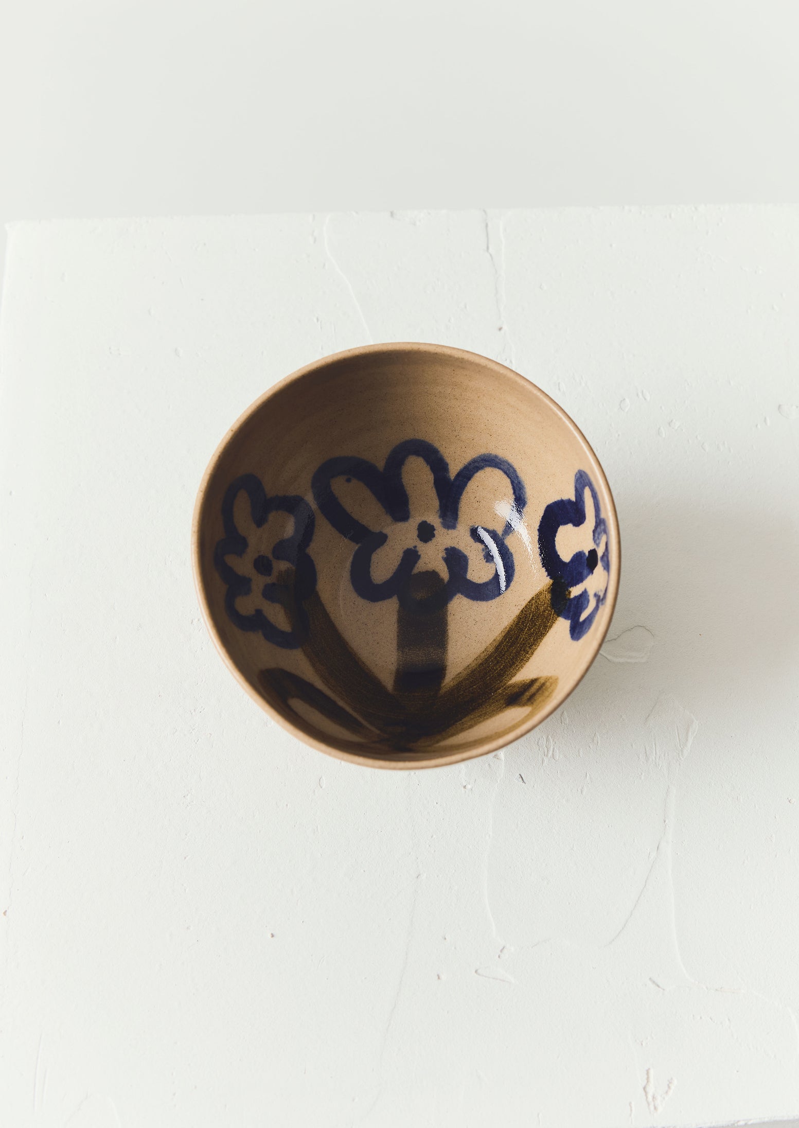 Zosia Painted Flowers Bowl | Natural/Blue