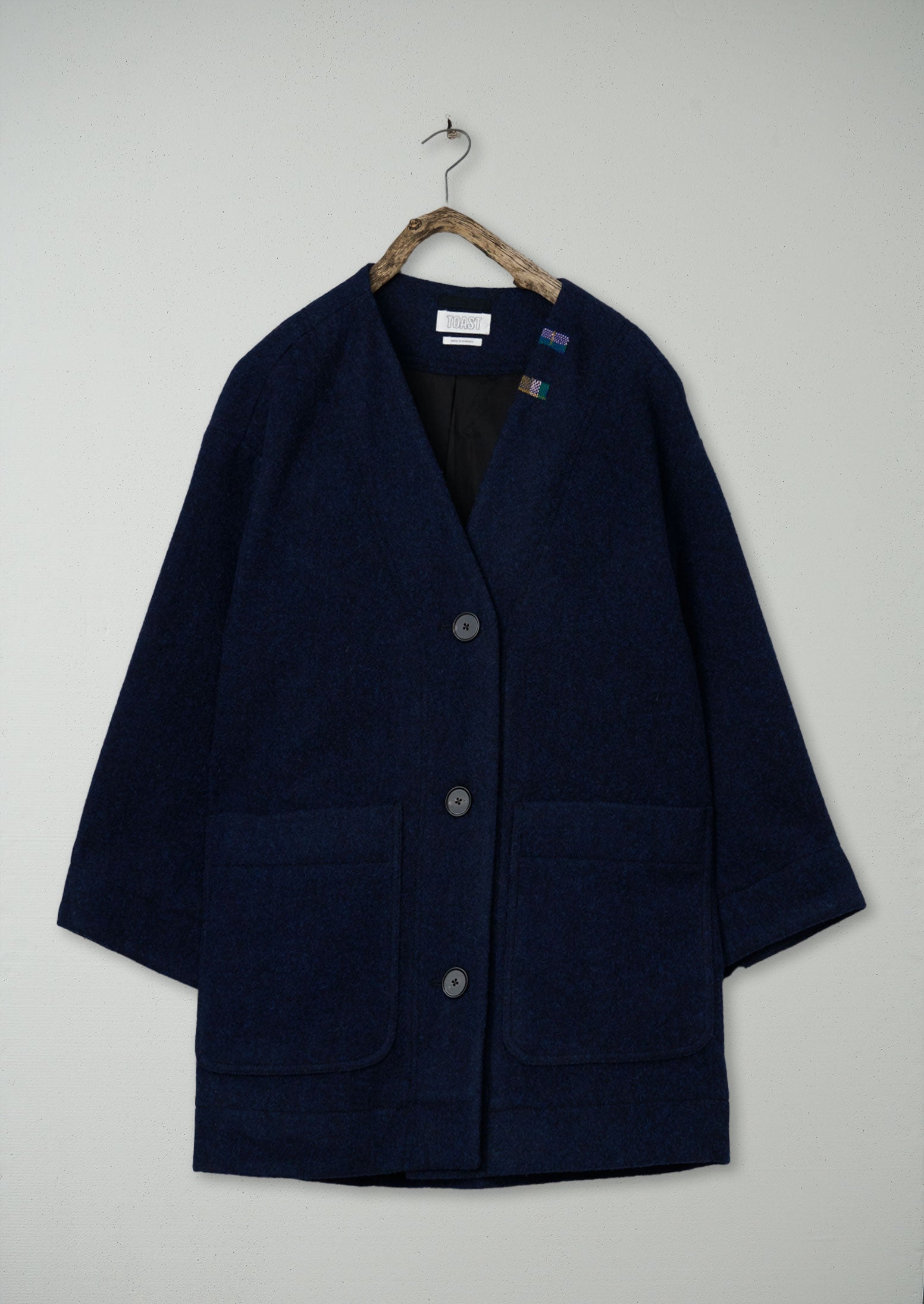 Renewed Boiled Wool Short Coat Size LXL (06) | Navy