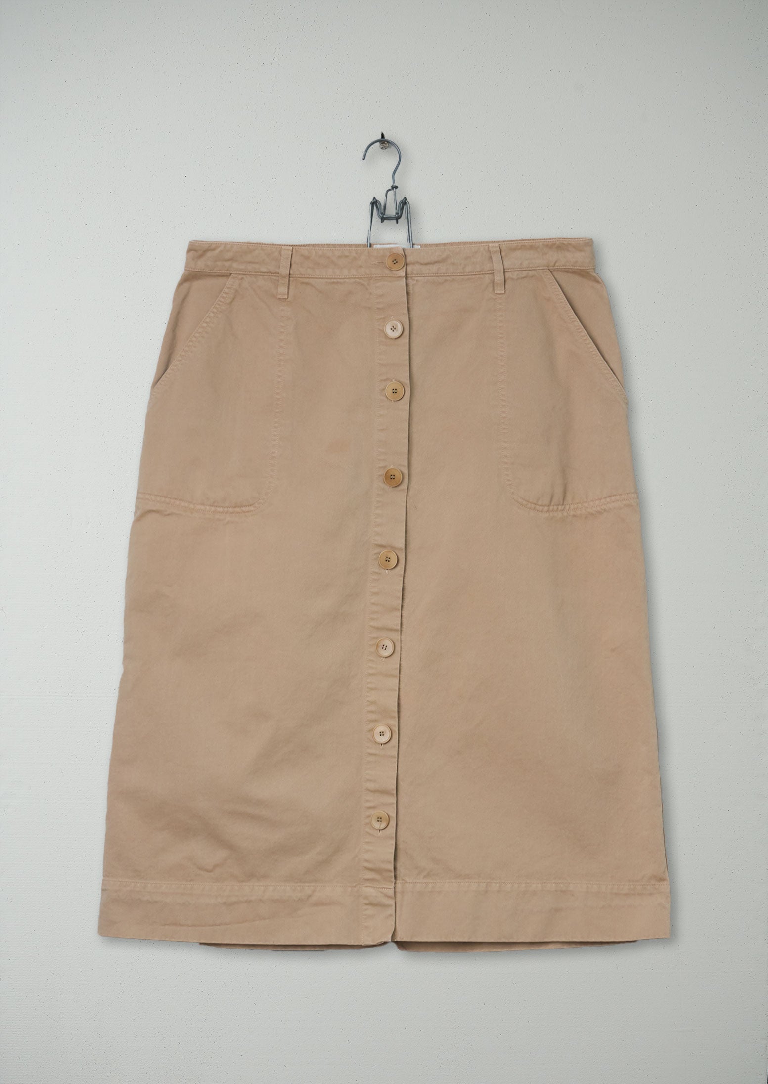Reworn Cotton Twill Skirt Size 16 (165) | Sand