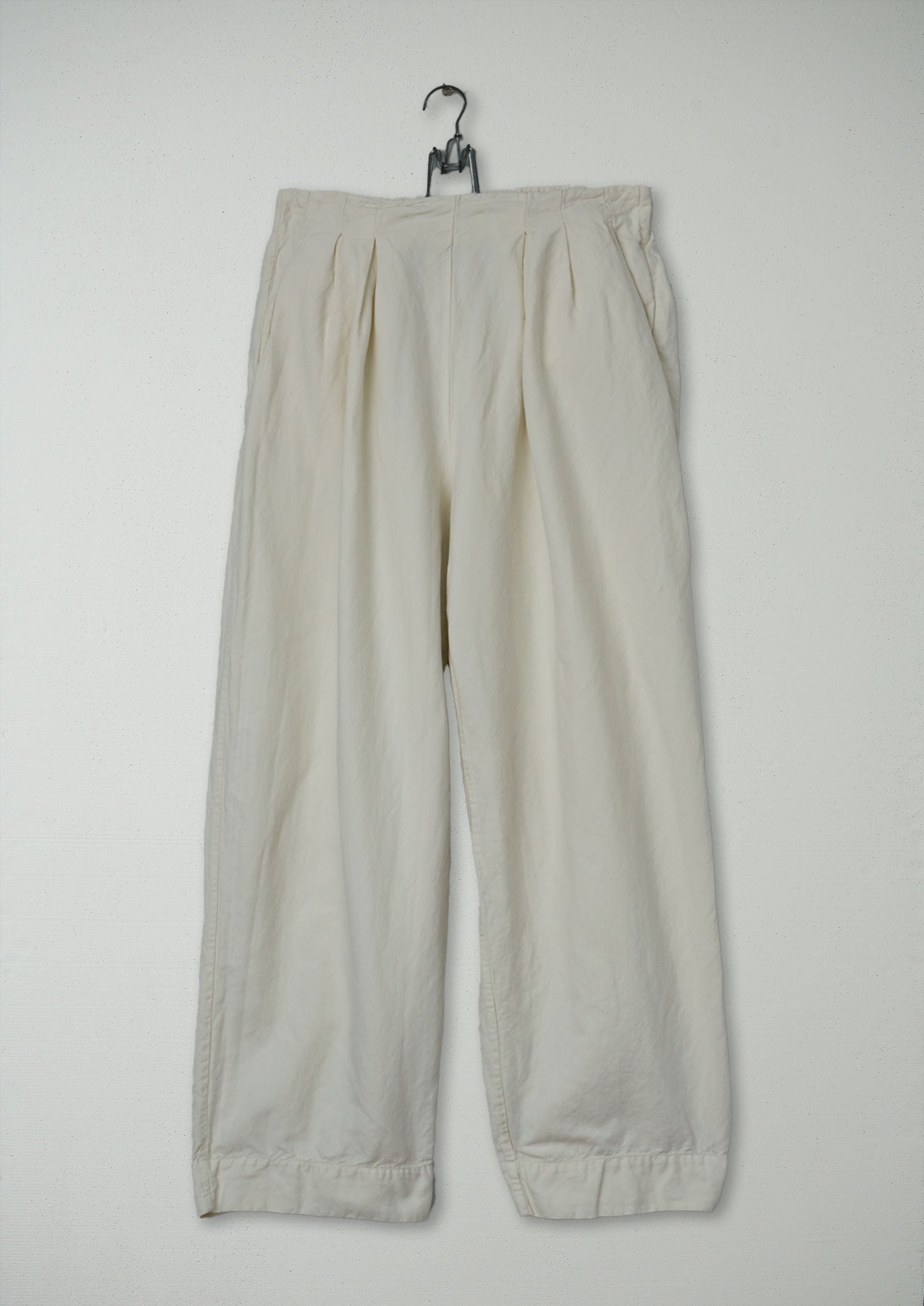 Reworn Cotton Linen Wide Leg Trousers Size 10 (580) | Parchment