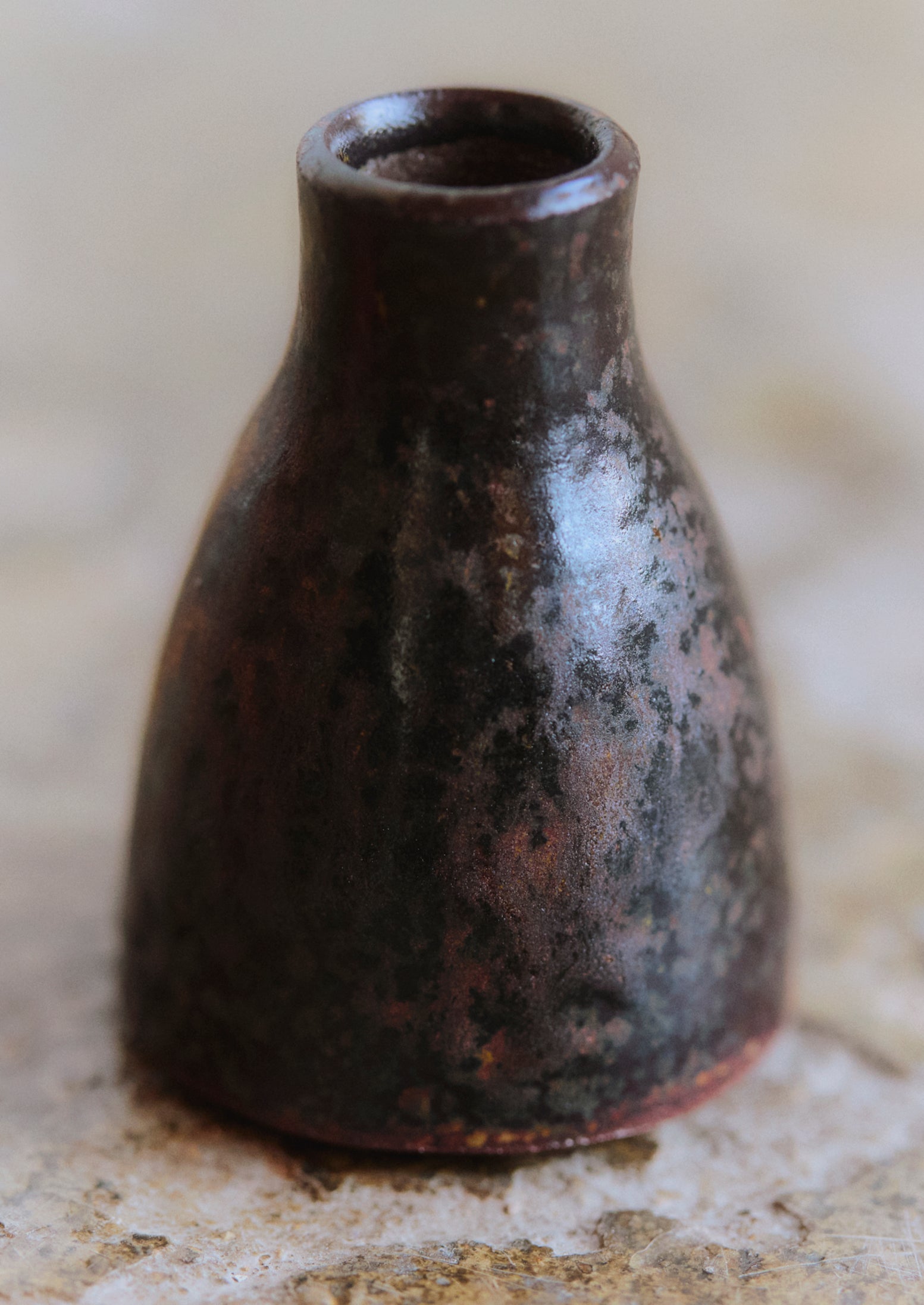Laerke Moller Hansen Mini Ash and Tenmoku Vase | Brown Umber