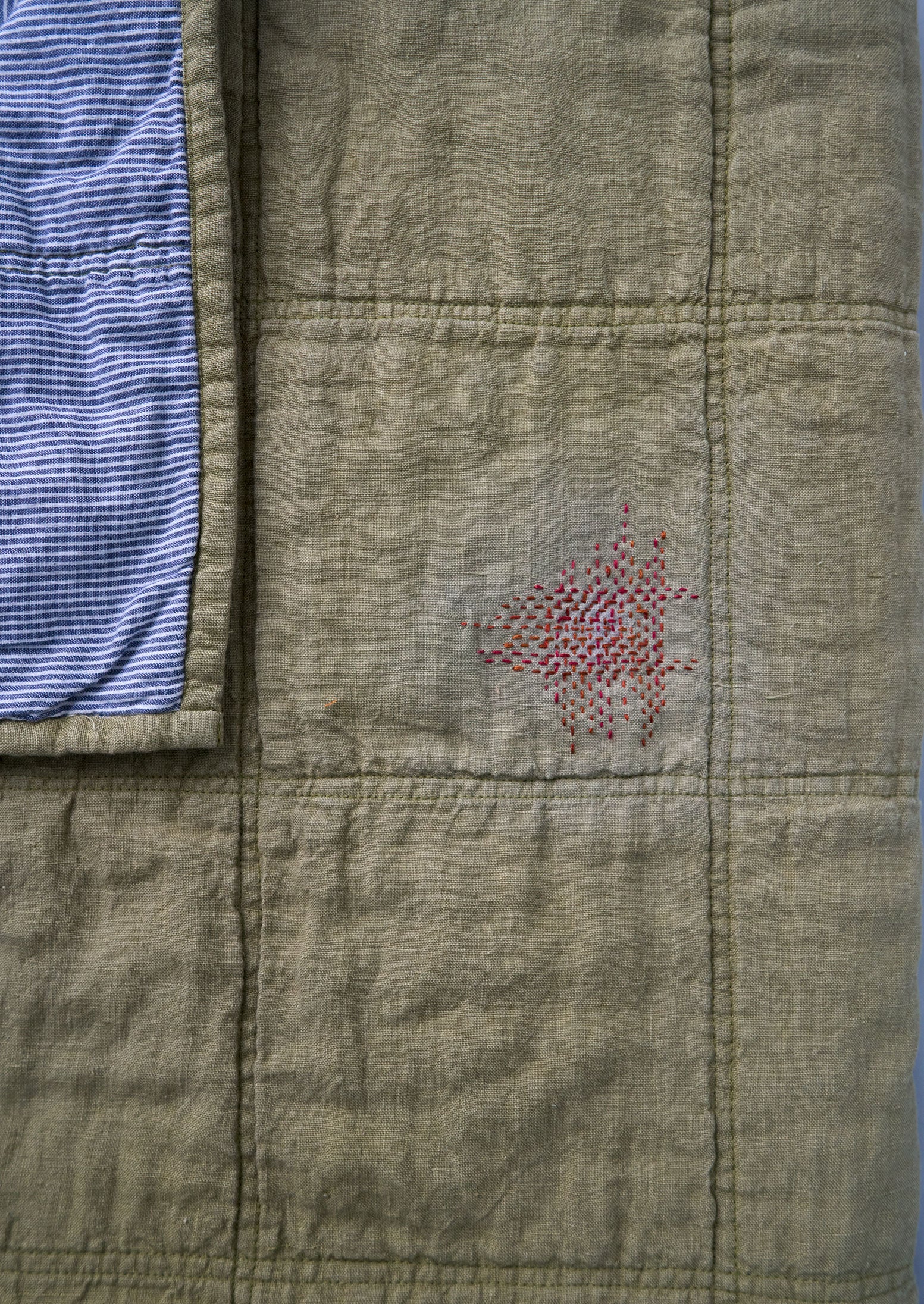 Renewed Stripe Backed Linen Quillt (10) | Laurel/Chambray 3 Renewed Stripe Backed Linen Quillt (10) | Laurel/Chambray