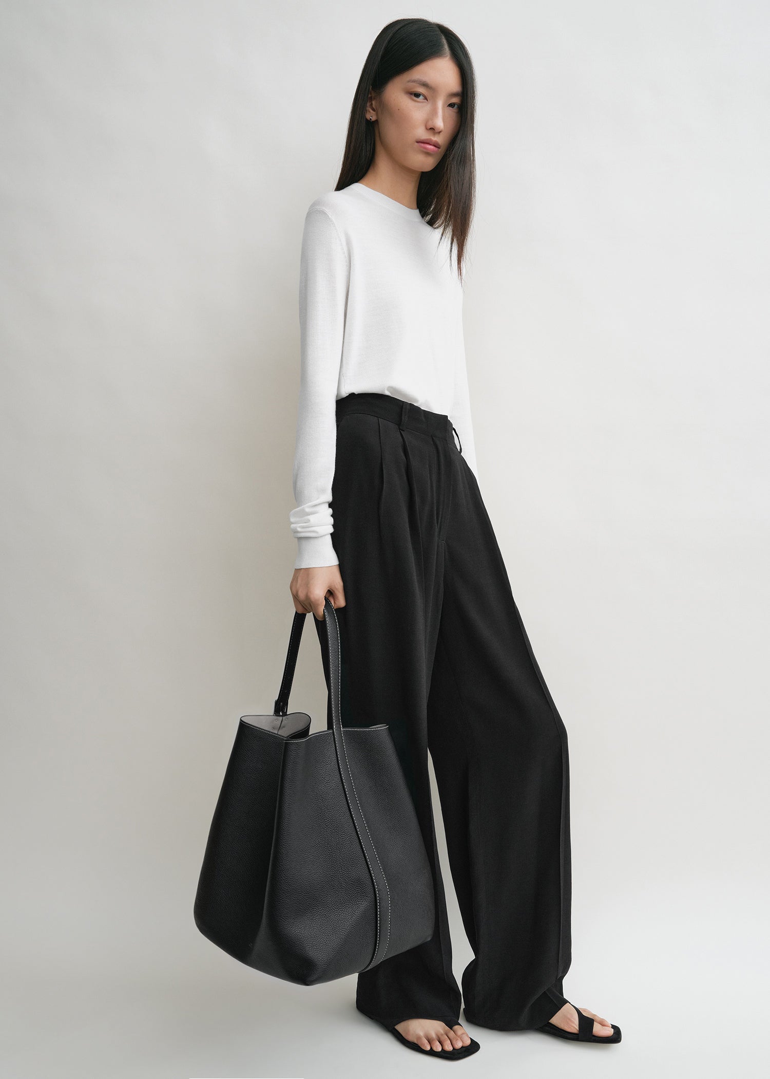 Belted grained-leather tote black 3 Belted grained-leather tote black