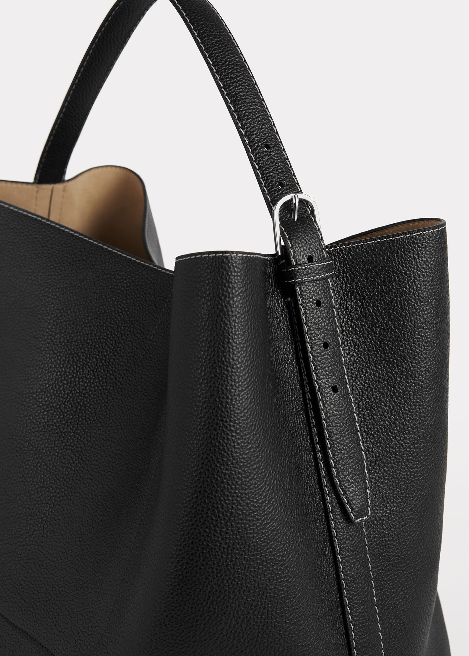 Belted grained-leather tote black 7 Belted grained-leather tote black