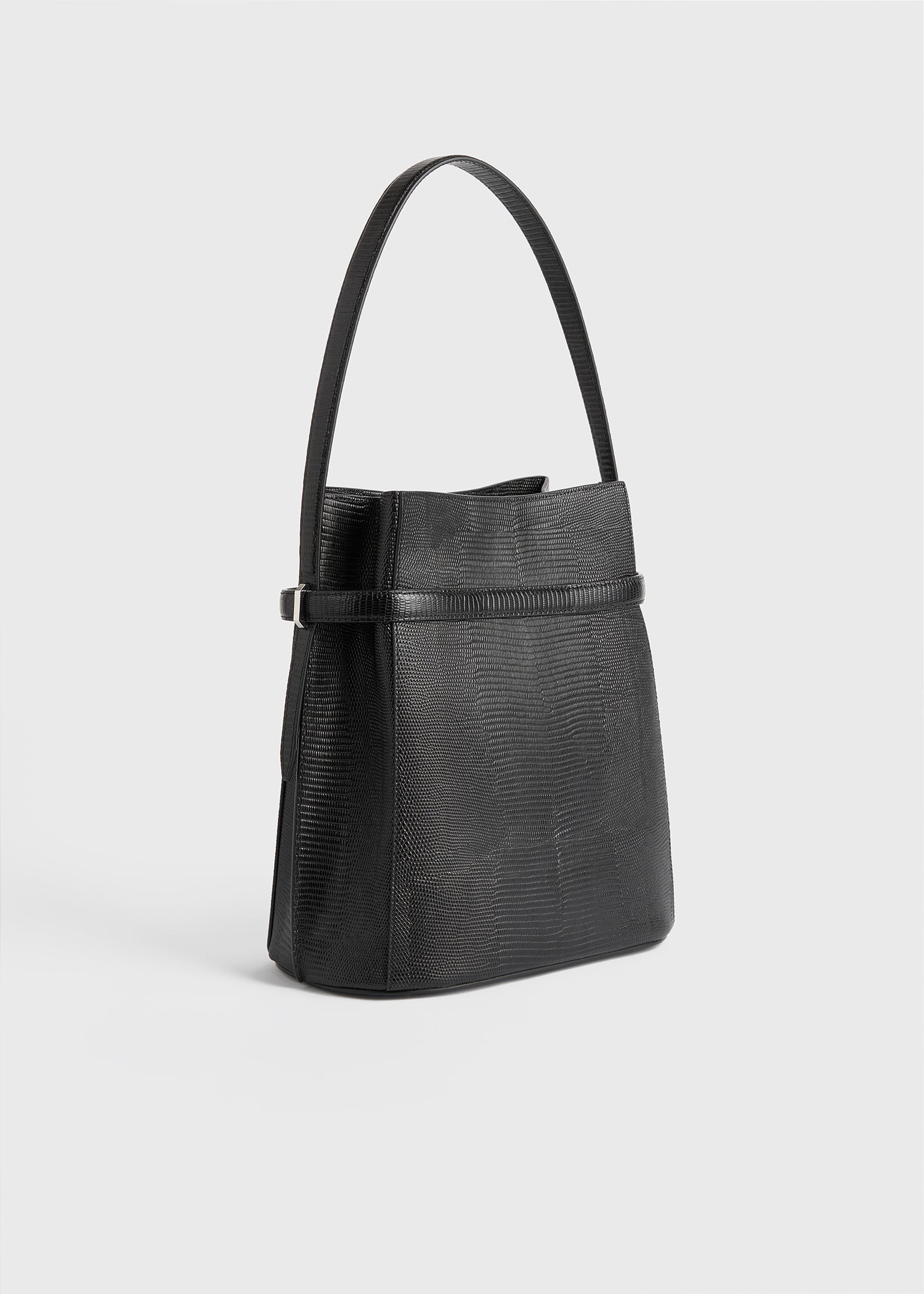 Belted lizard-embossed bucket bag black 5 Belted lizard-embossed bucket bag black