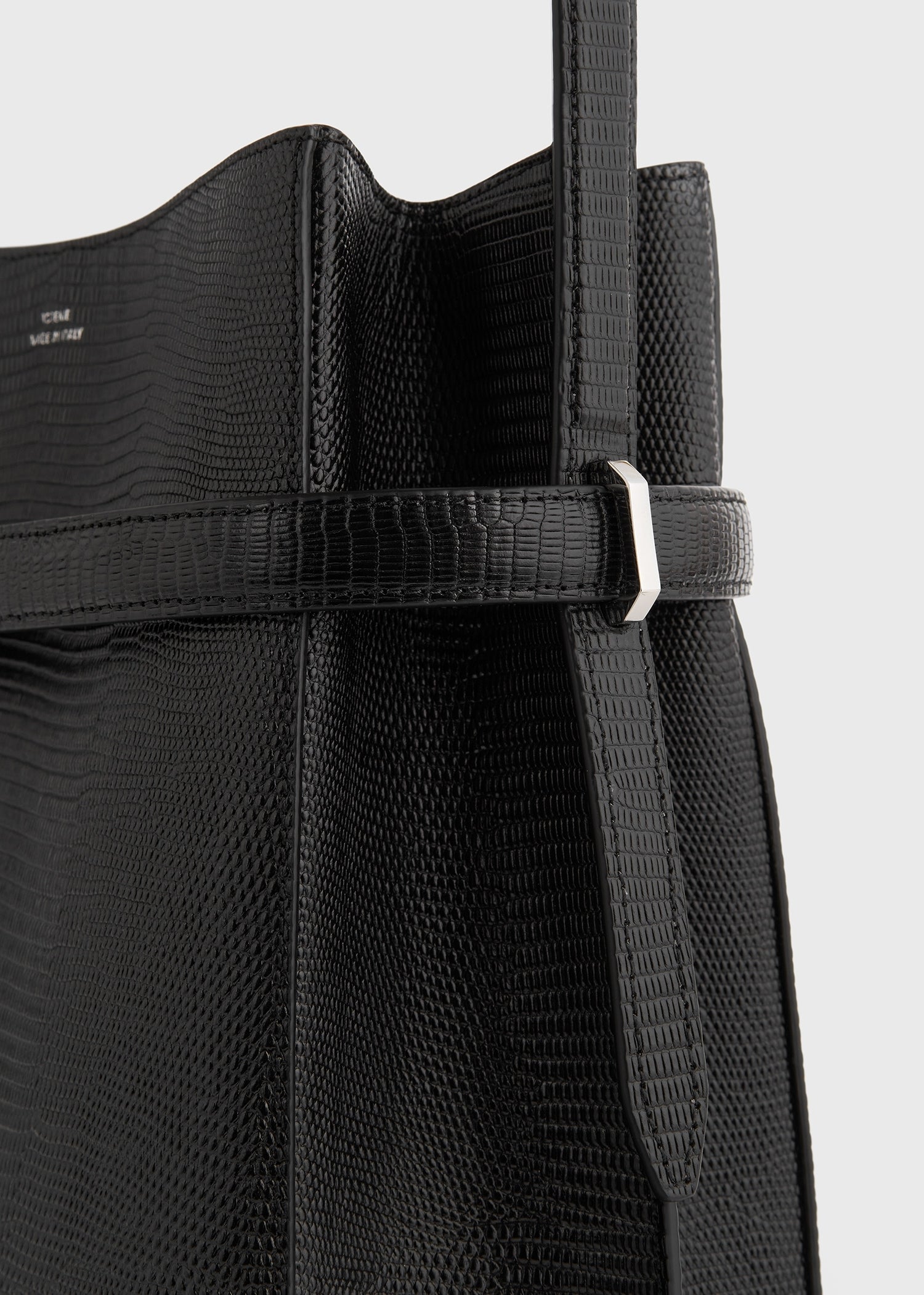 Belted lizard-embossed bucket bag black 7 Belted lizard-embossed bucket bag black