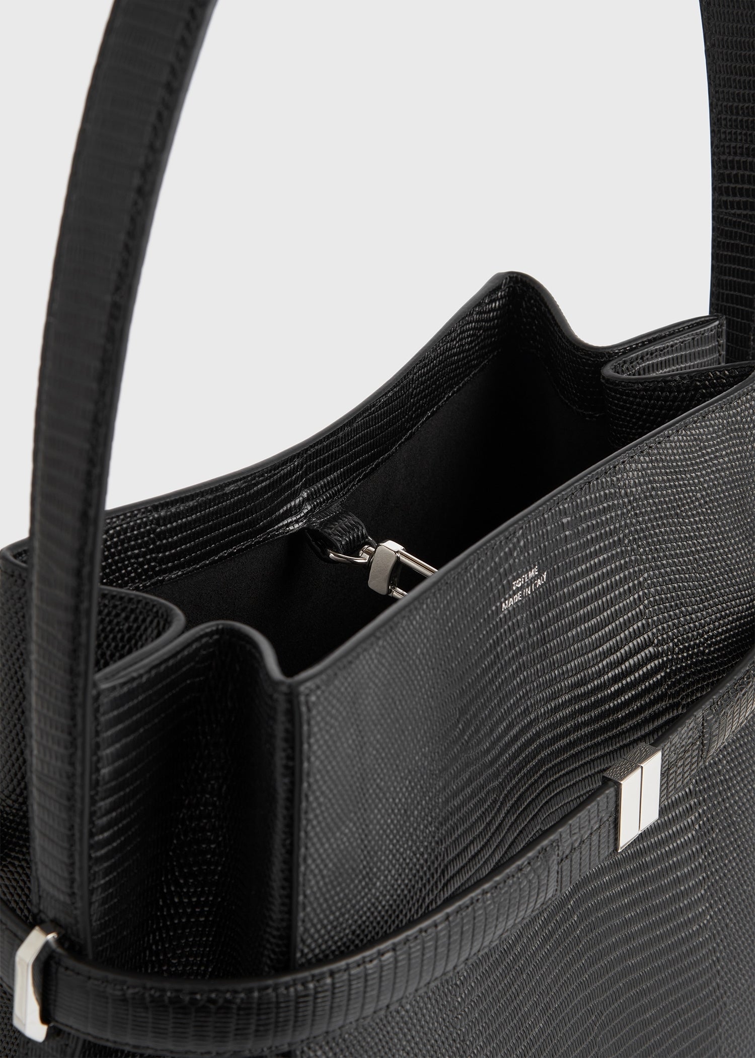Belted lizard-embossed bucket bag black 8 Belted lizard-embossed bucket bag black