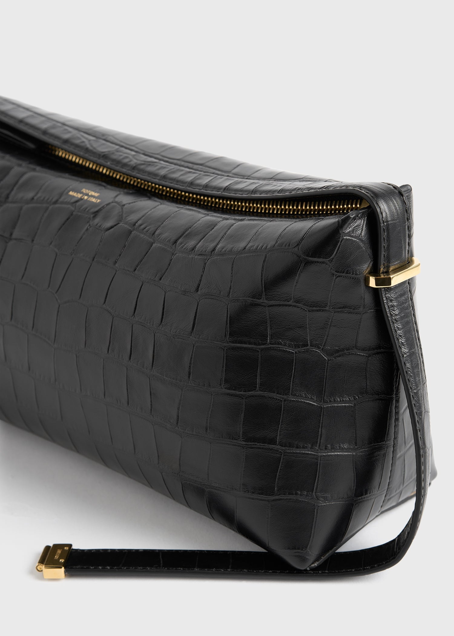 Belted croco-embossed clutch black 6 Belted croco-embossed clutch black