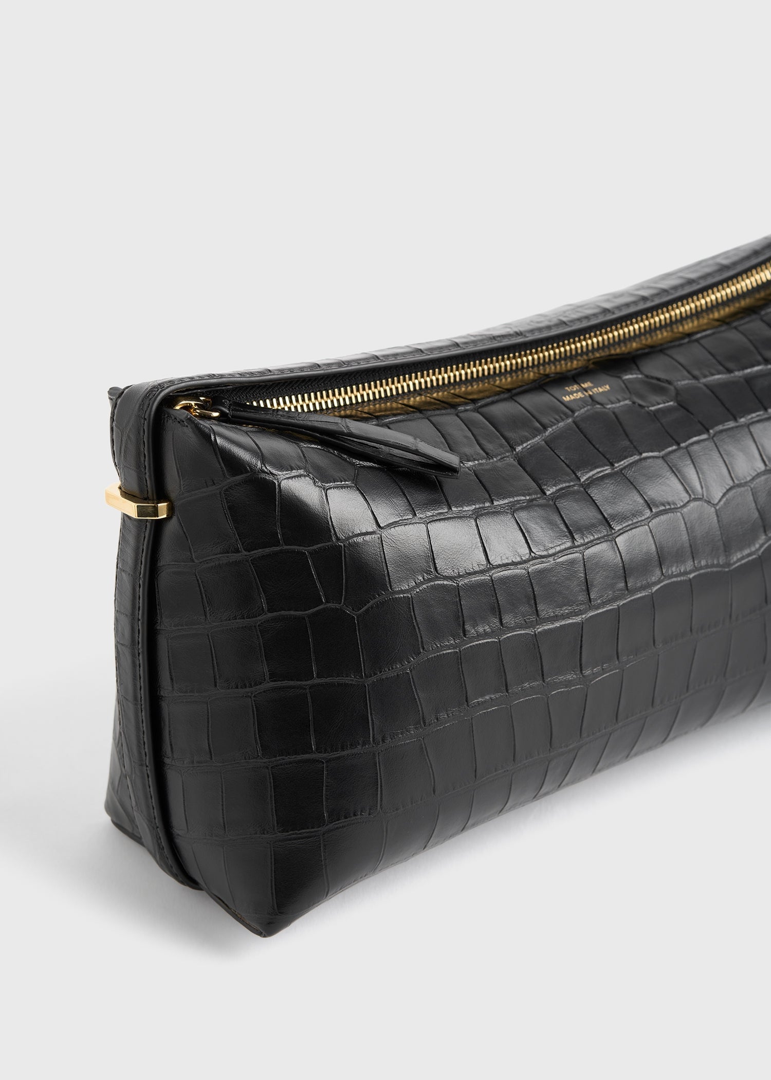 Belted croco-embossed clutch black 7 Belted croco-embossed clutch black