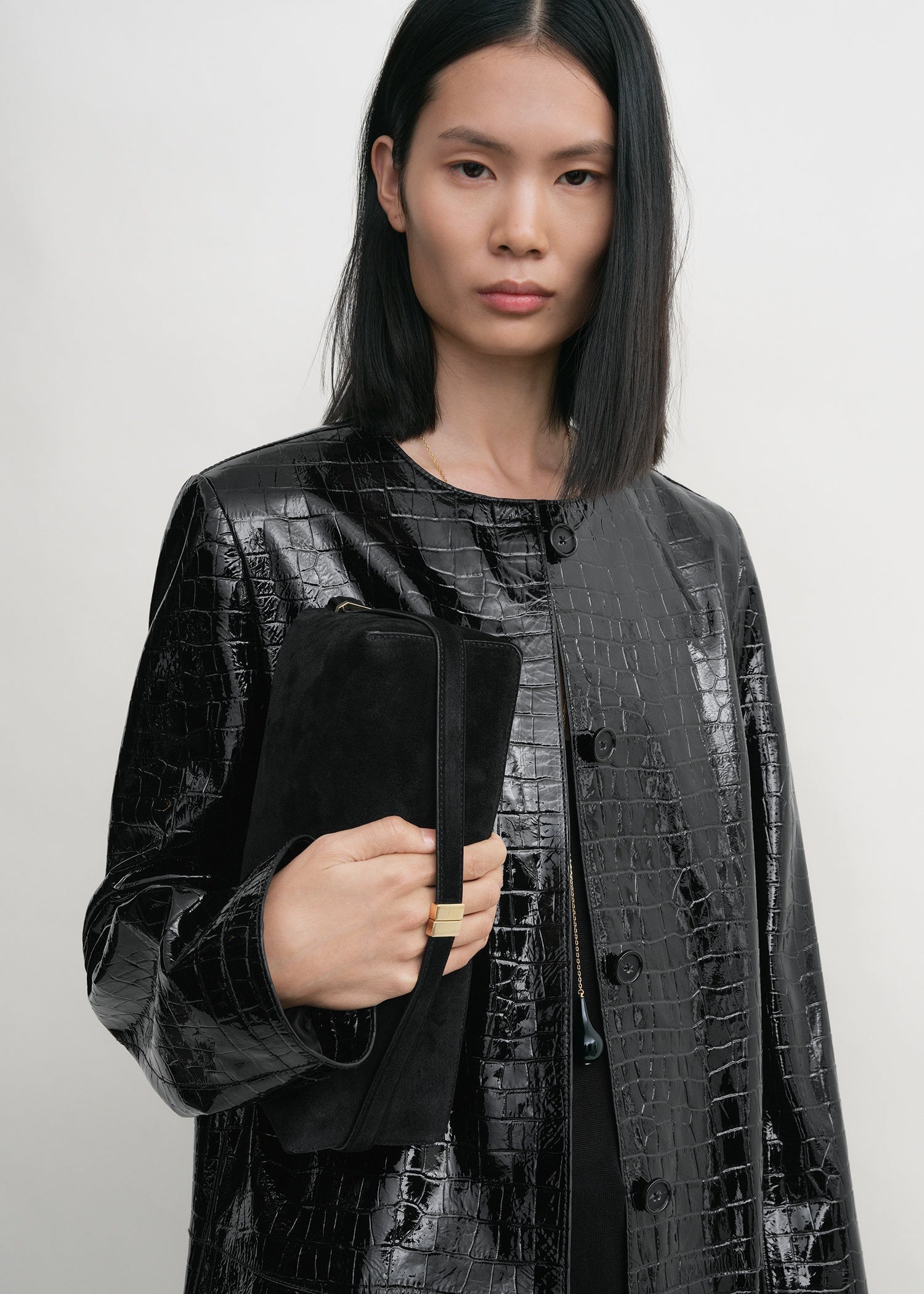 Belted suede clutch black 4 Belted suede clutch black