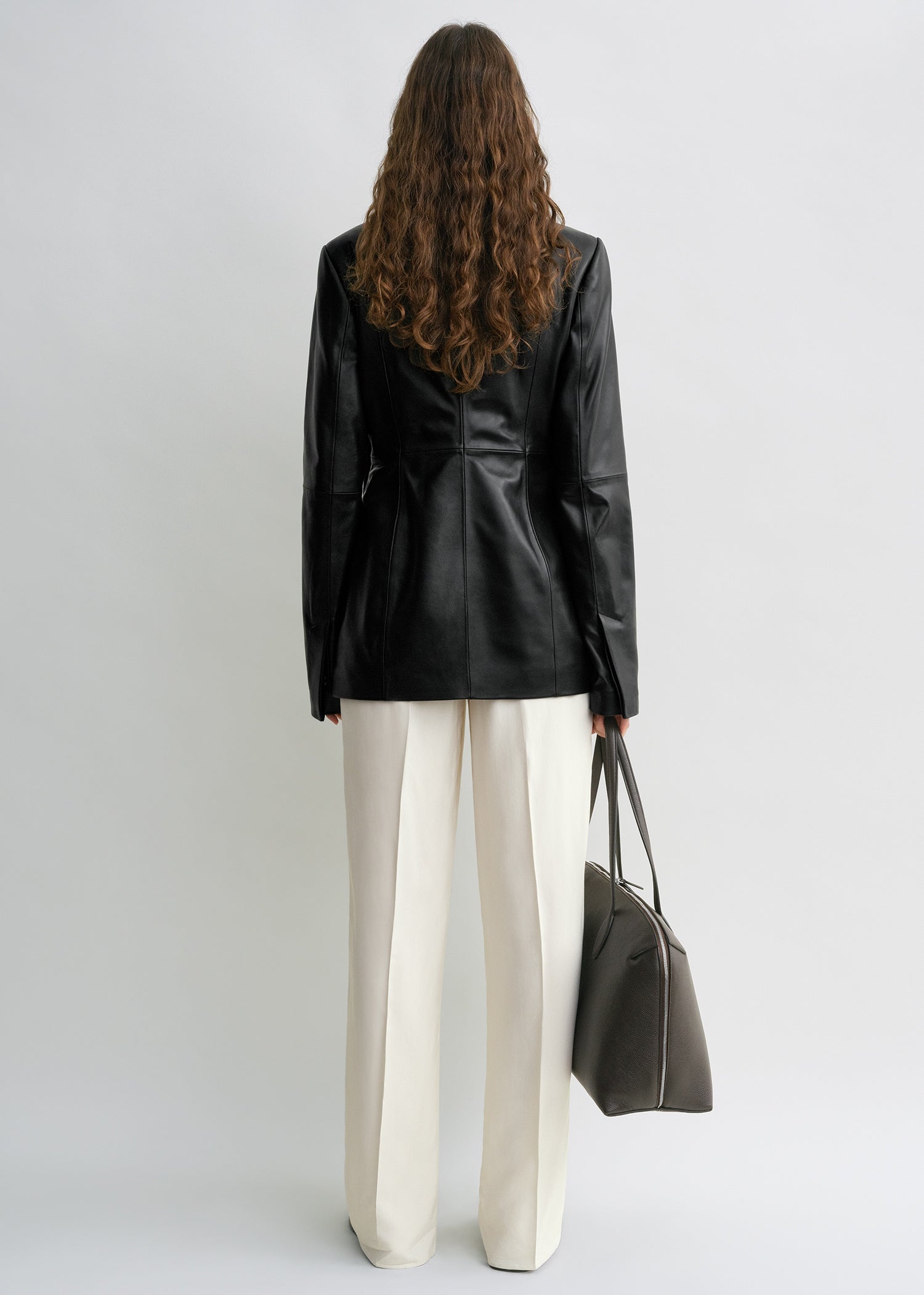 Collarless leather jacket black petite 4 Collarless leather jacket black petite