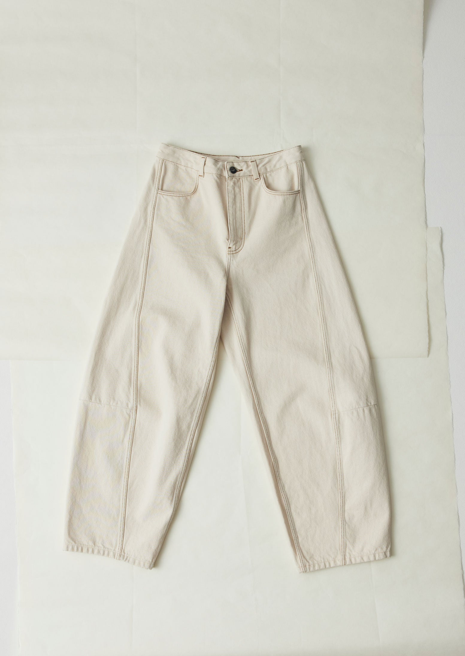 Sculptural Seamed Denim Trousers | Ecru
