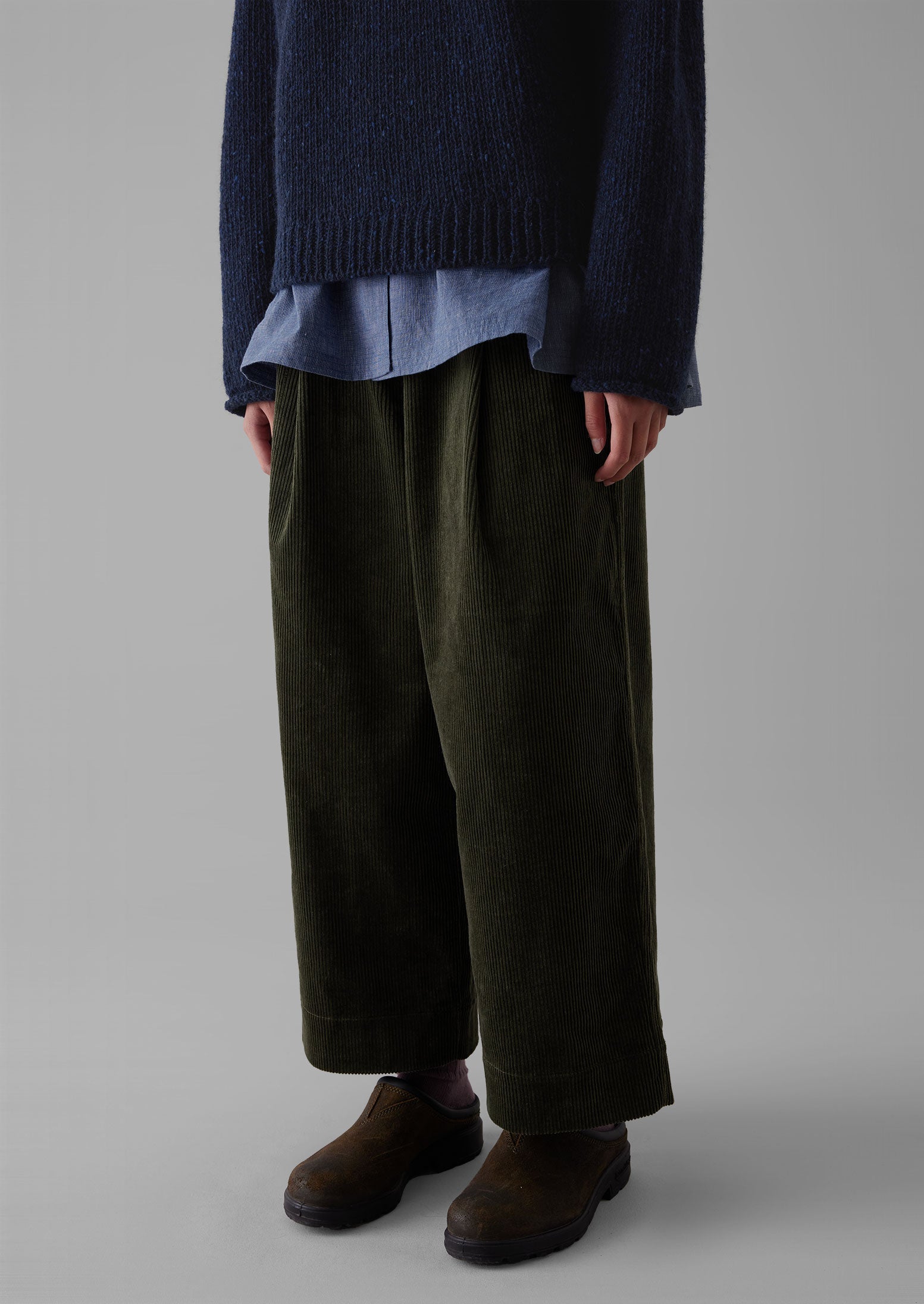 Organic Cord Pleat Front Trousers | Seaweed 5 Organic Cord Pleat Front Trousers | Seaweed