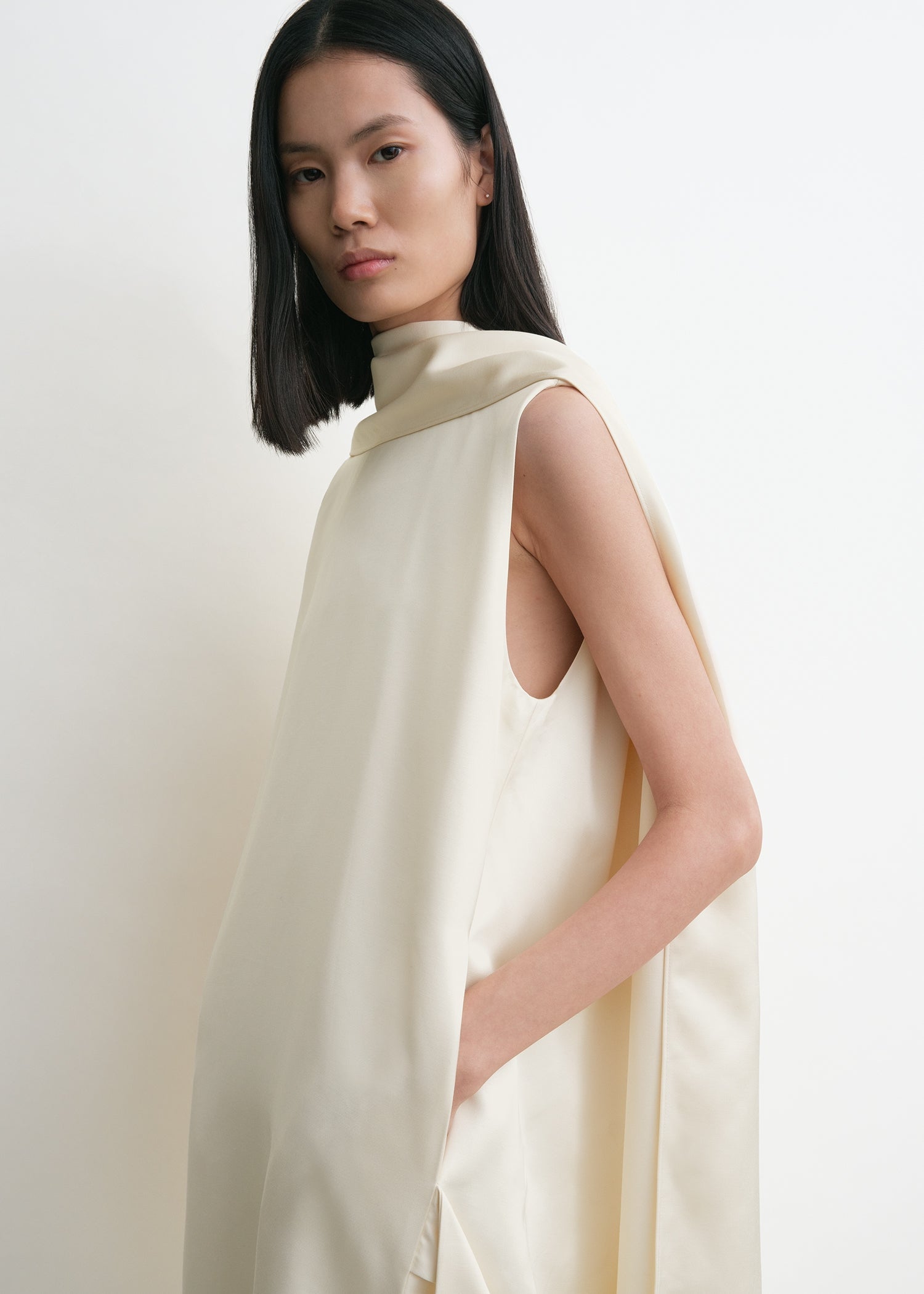 Cocoon scarf dress ecru 5 Cocoon scarf dress ecru