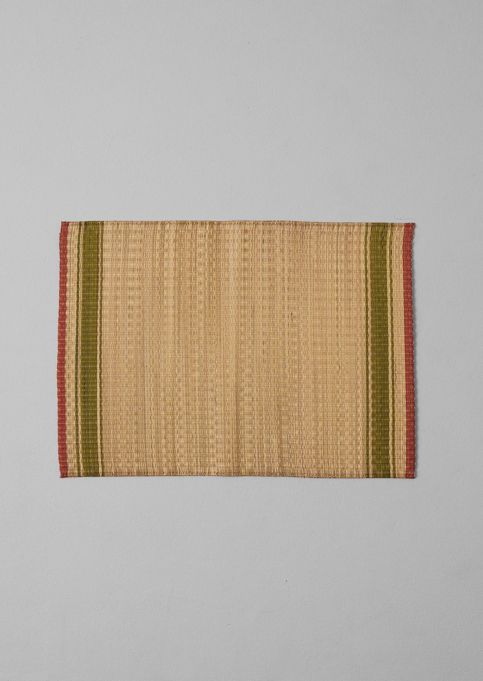 Border Stripe Madur Grass Placemat | Natural/Olive