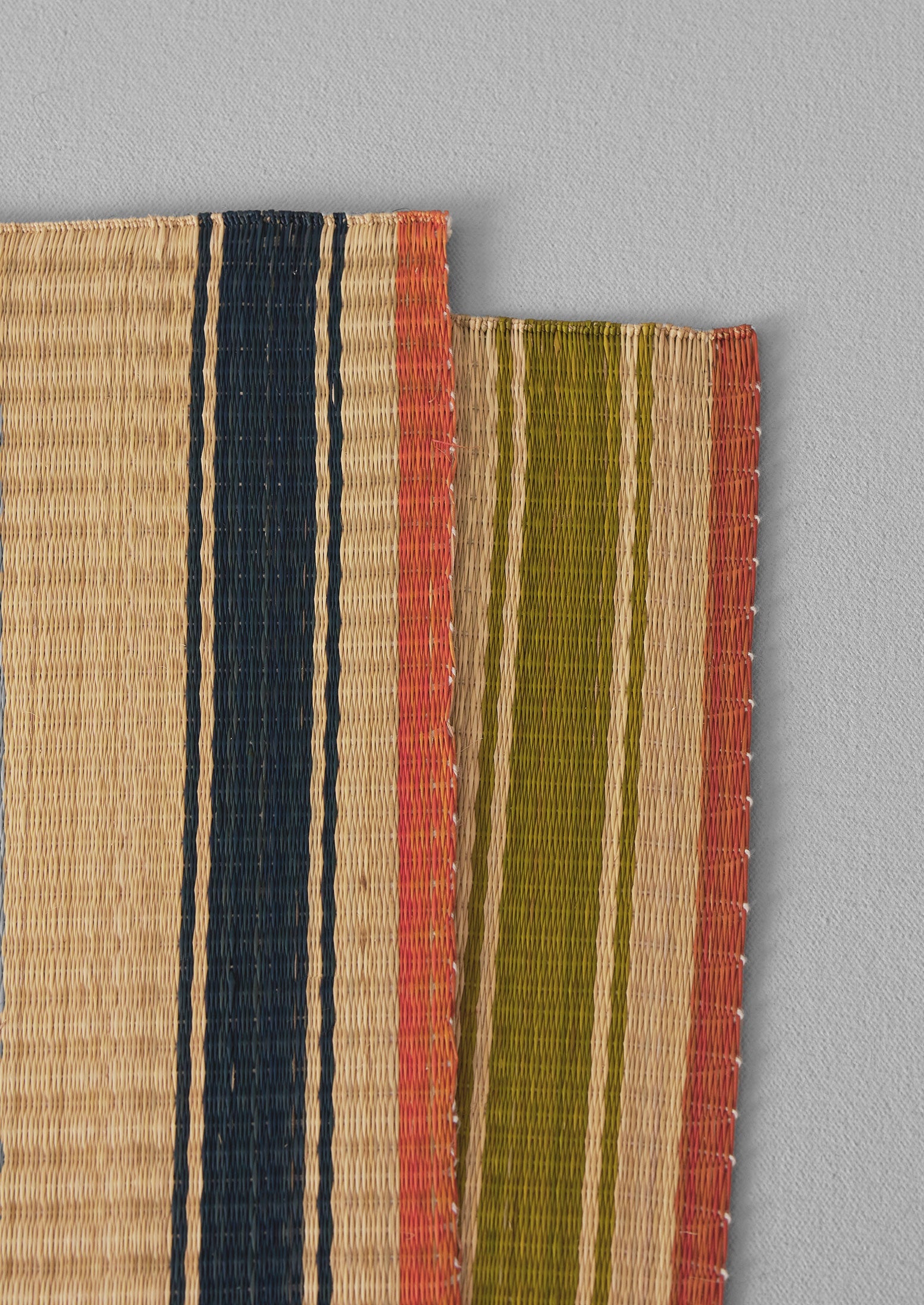 Border Stripe Madur Grass Placemat | Natural/Olive 4 Border Stripe Madur Grass Placemat | Natural/Olive